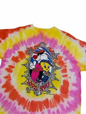 VTG NWOT 1994 Looney Tunes Tie Dye Shirt Adult XL Tweety Bird Sylvester Retro